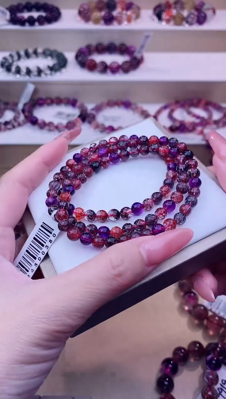 未镶嵌手链水晶黑加仑超七多圈5m+