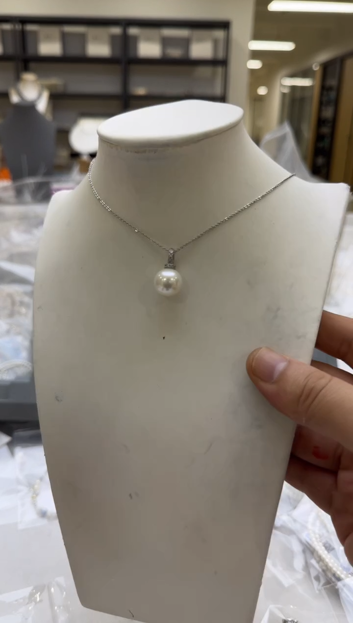 淡水珍珠银S925镶嵌吊坠(赠链)12-13mm 奶嘴万能扣