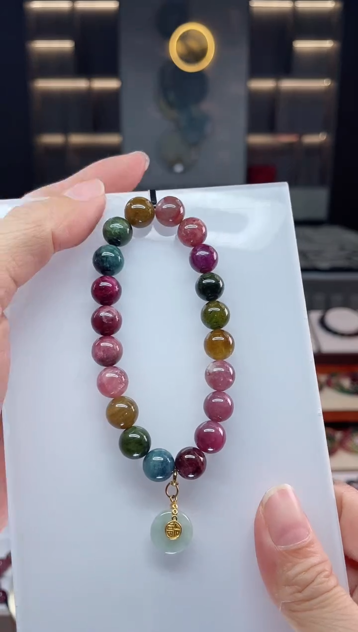 未镶嵌老矿碧玺单圈手串9mm+碧玺（多样性发一条）Q