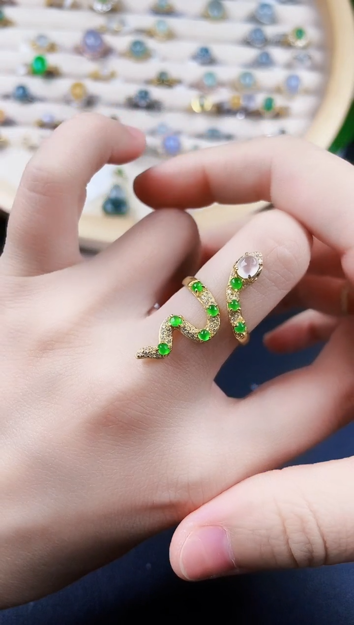 【闪购商品】翡翠戒指银S925镶嵌42414141