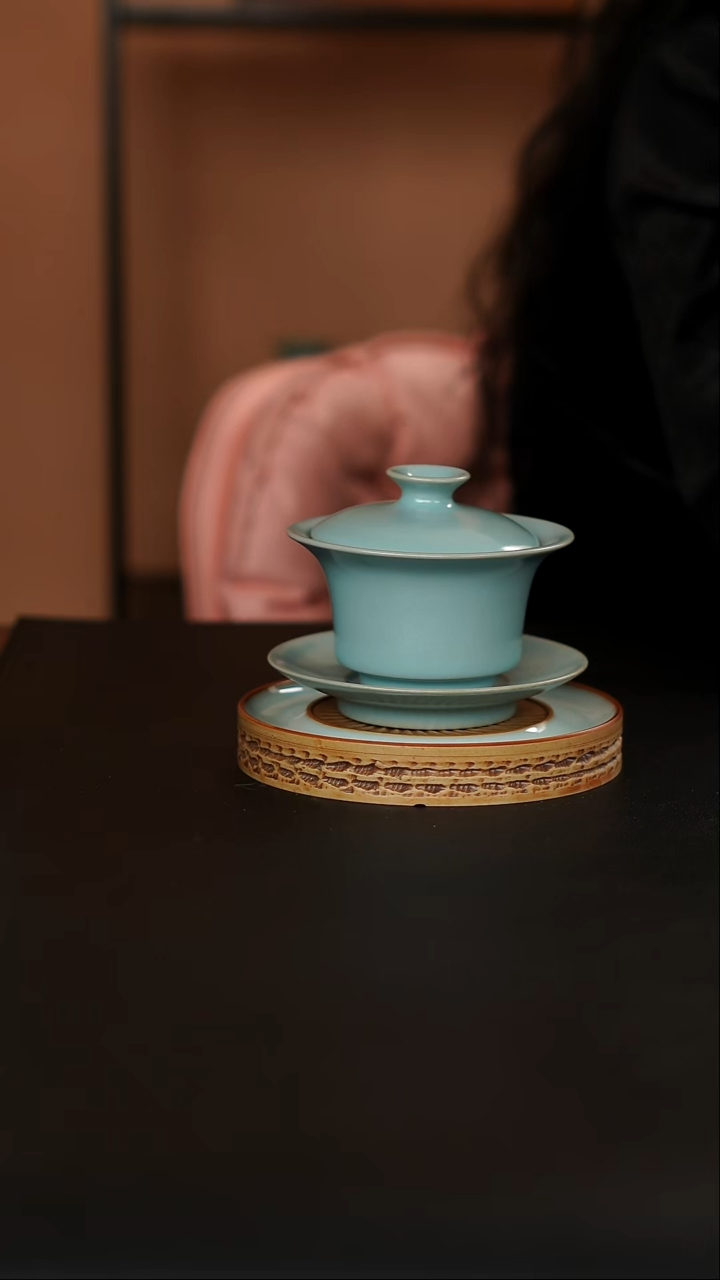 青韵汝瓷仿古马蹄盖碗