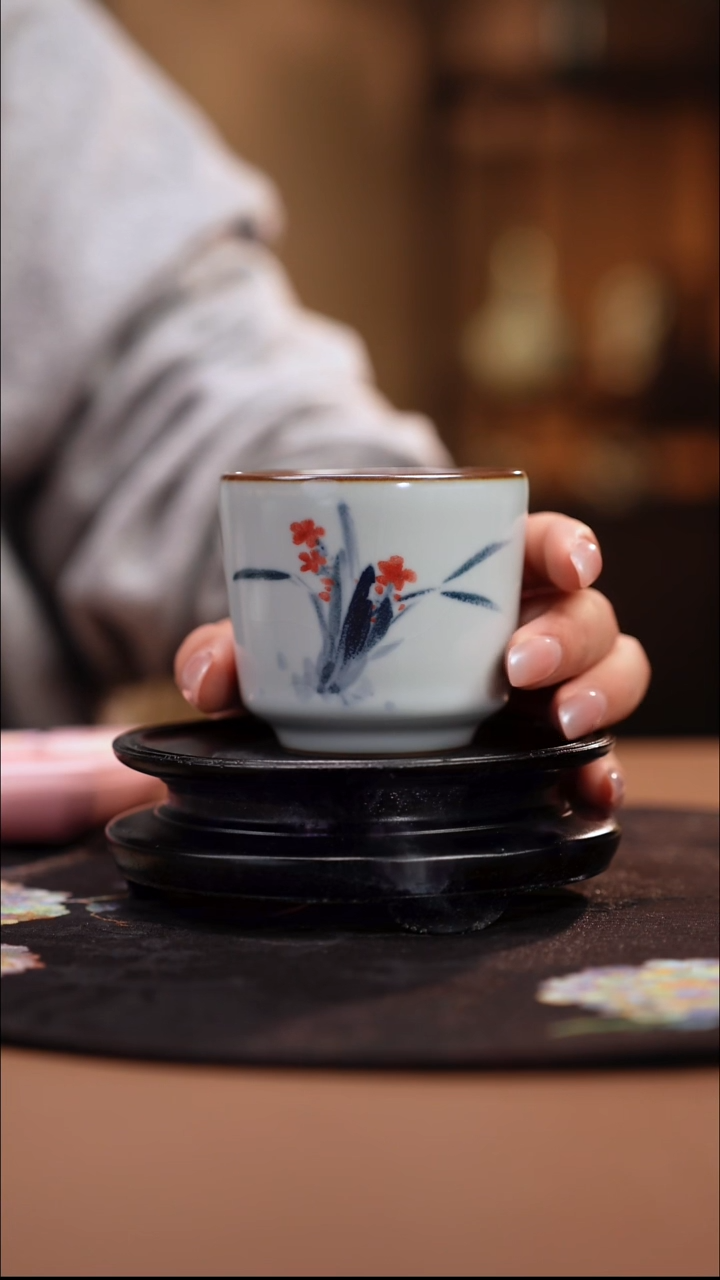 福利价 气窑 月影白 鸢尾花直筒杯