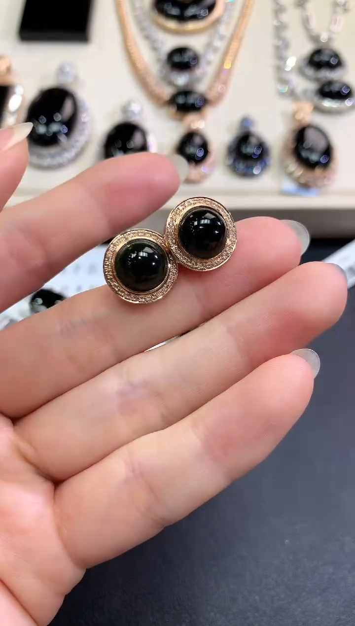 【闪购商品】翡翠耳饰18K金镶嵌C54 不退换