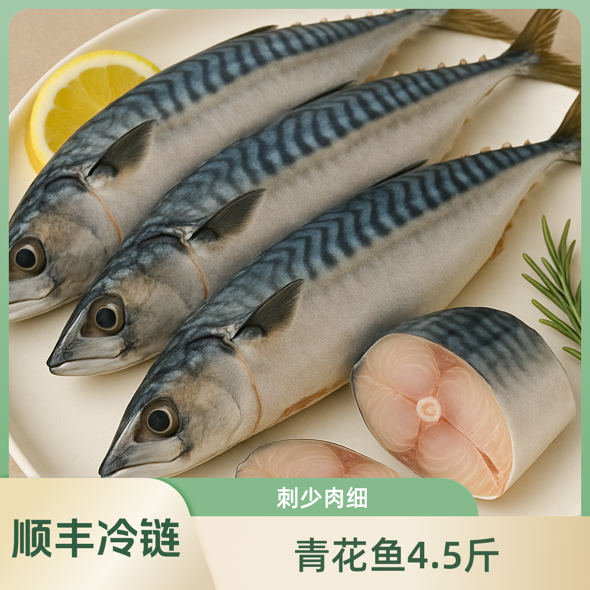 （顺丰冷链发货海鱼易脱刺）深海青花鱼青占鱼烧烤清蒸红烧鲐鲅鱼4.5斤炸鱼