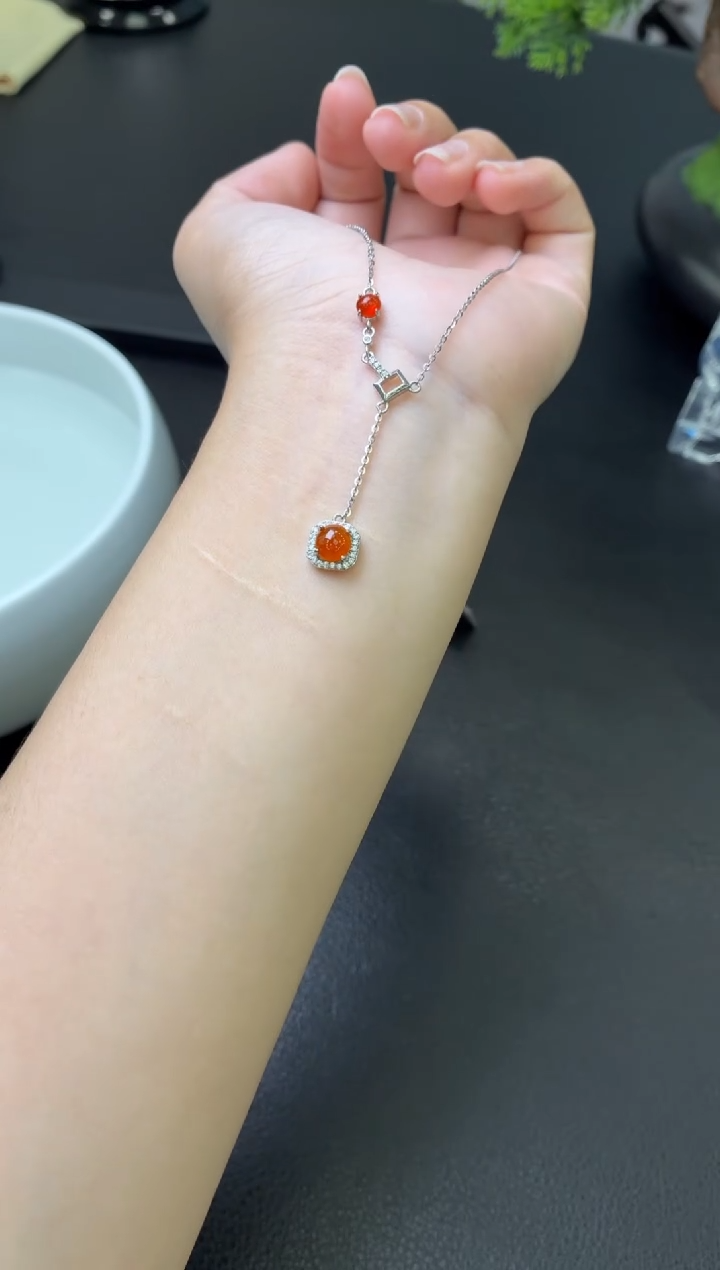 翡翠银S925镶嵌项链项链