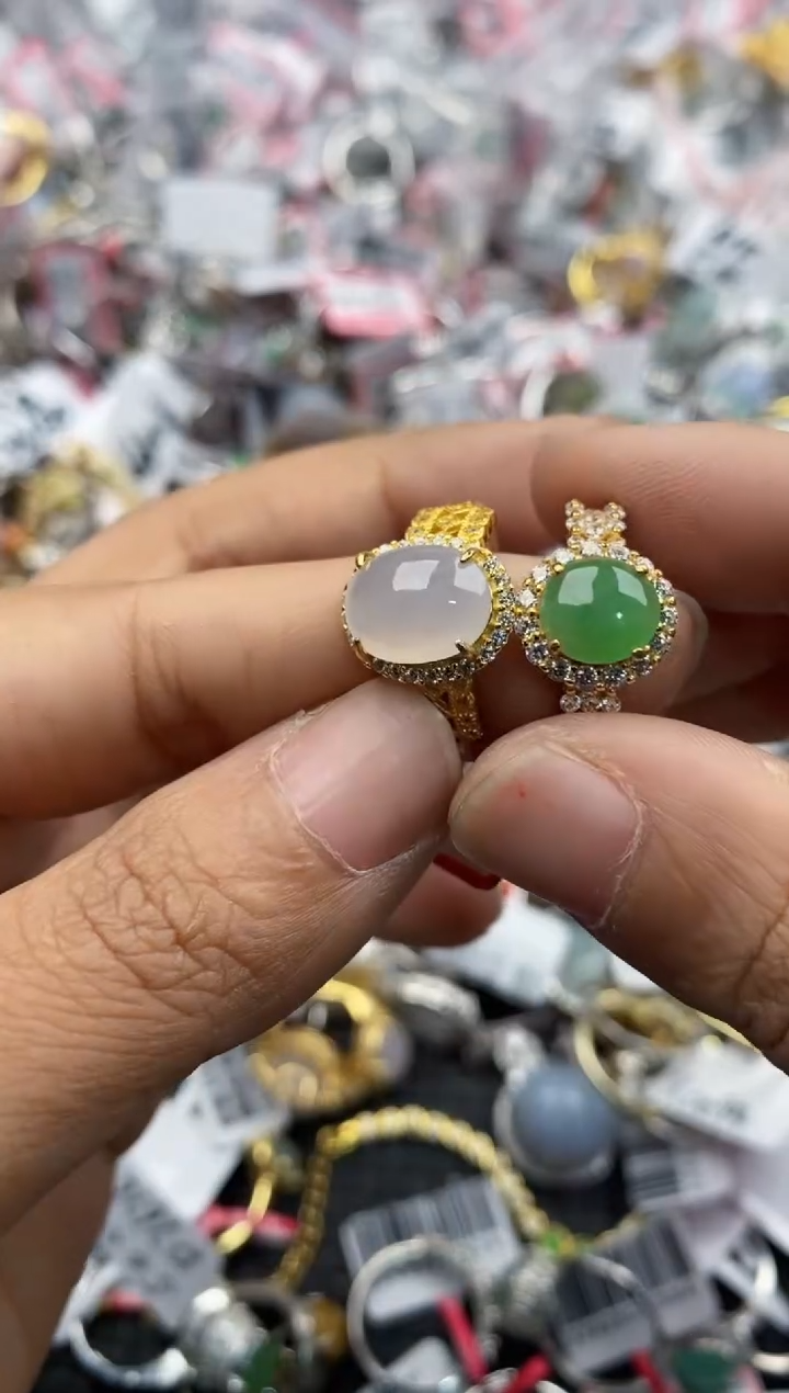 银S925镶嵌戒指翡翠5555-----3