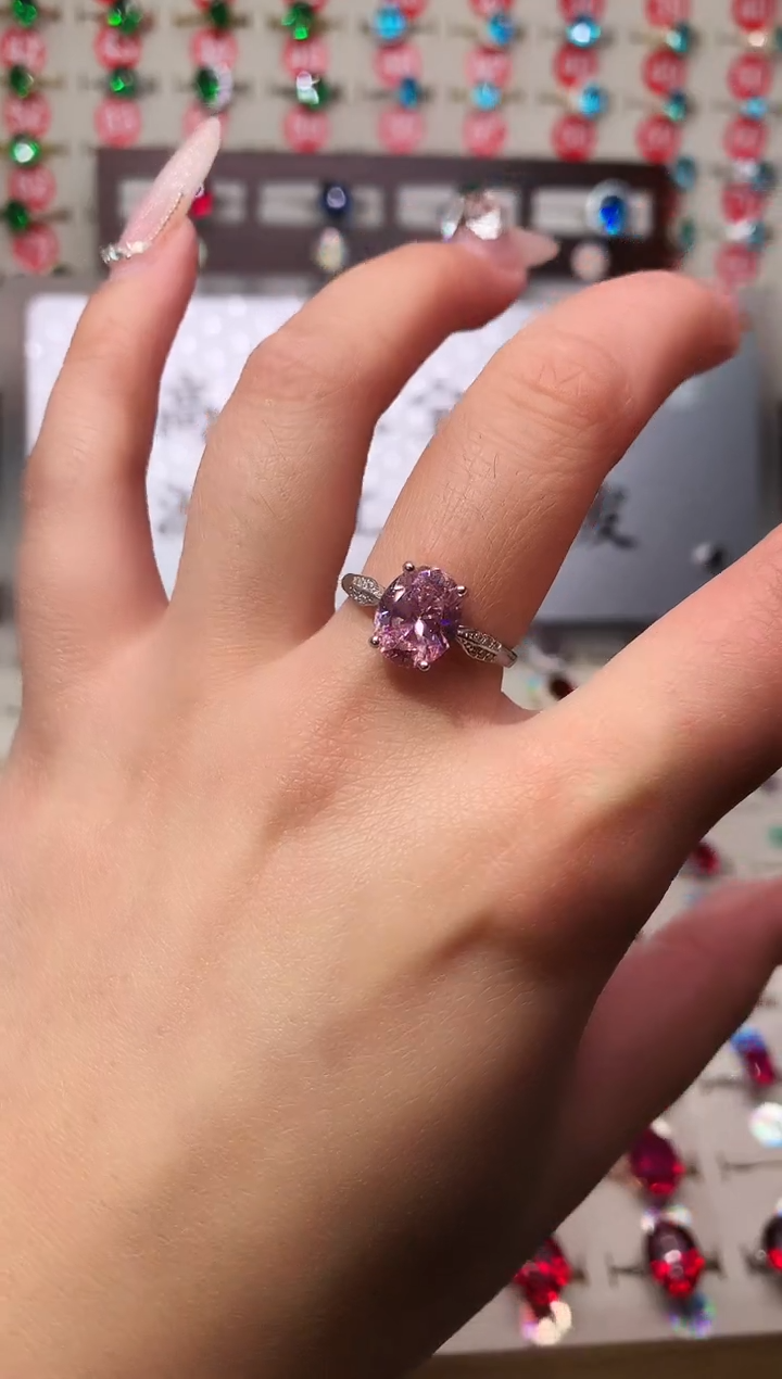 银S925镶嵌戒指碧玺8*10 银托