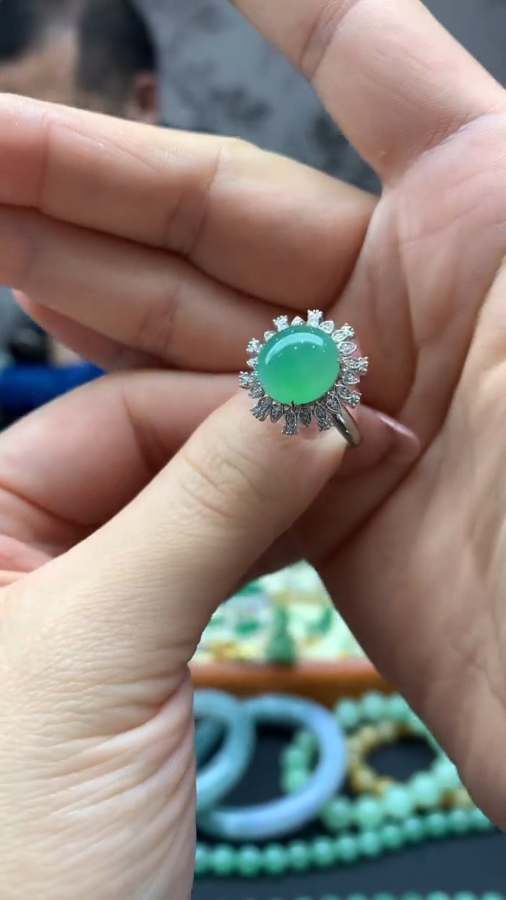 【闪购商品】翡翠戒指18K金镶嵌21-天然翡翠