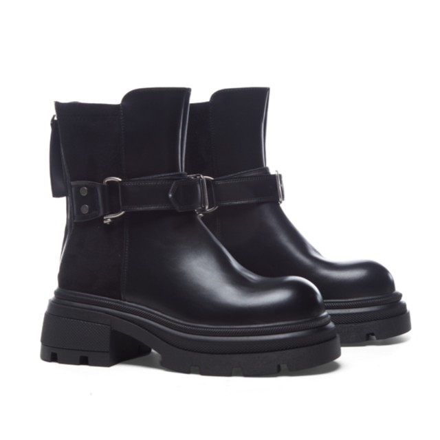 断码小个子增高厚底马丁靴女英伦风松糕瘦瘦真皮粗跟短靴子0311-1