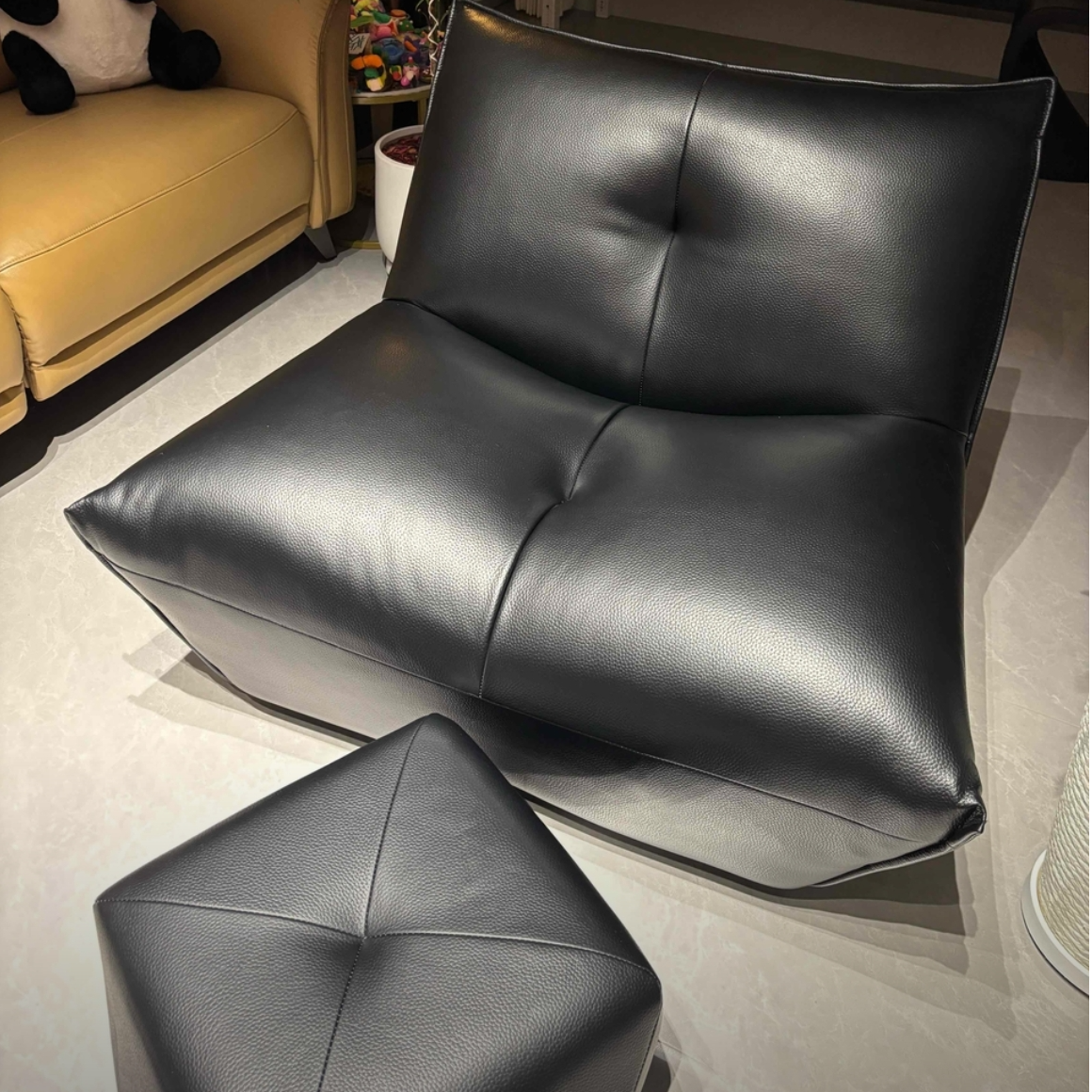 意式真皮旋转饺子沙发真皮八角凳孤品