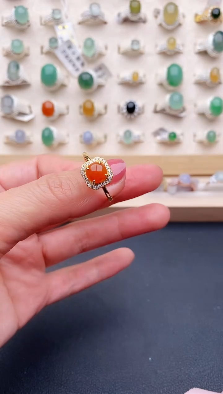 【闪购商品】翡翠戒指银S925镶嵌缅甸天然翡翠222   1-