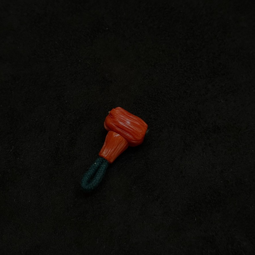 【星耀】8001天然红珊瑚雕刻三通配饰12.5mm*16.5mm