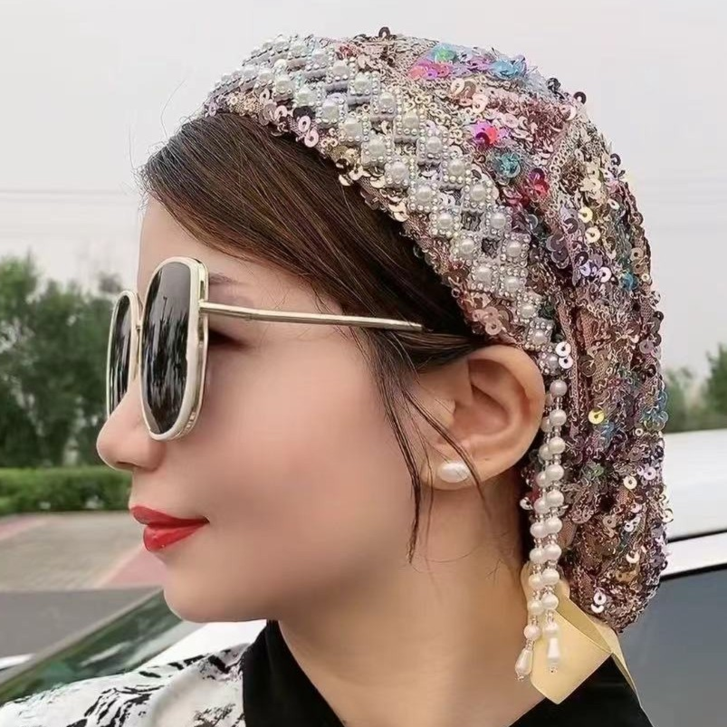 穆斯林2021夏季鱼鳞片薄款蝴蝶发夹帽【J】