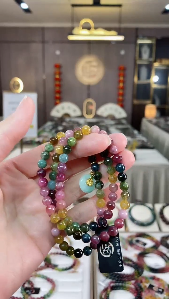 【闪购商品】碧玺三圈手串6mm+未镶嵌一物一证dan
