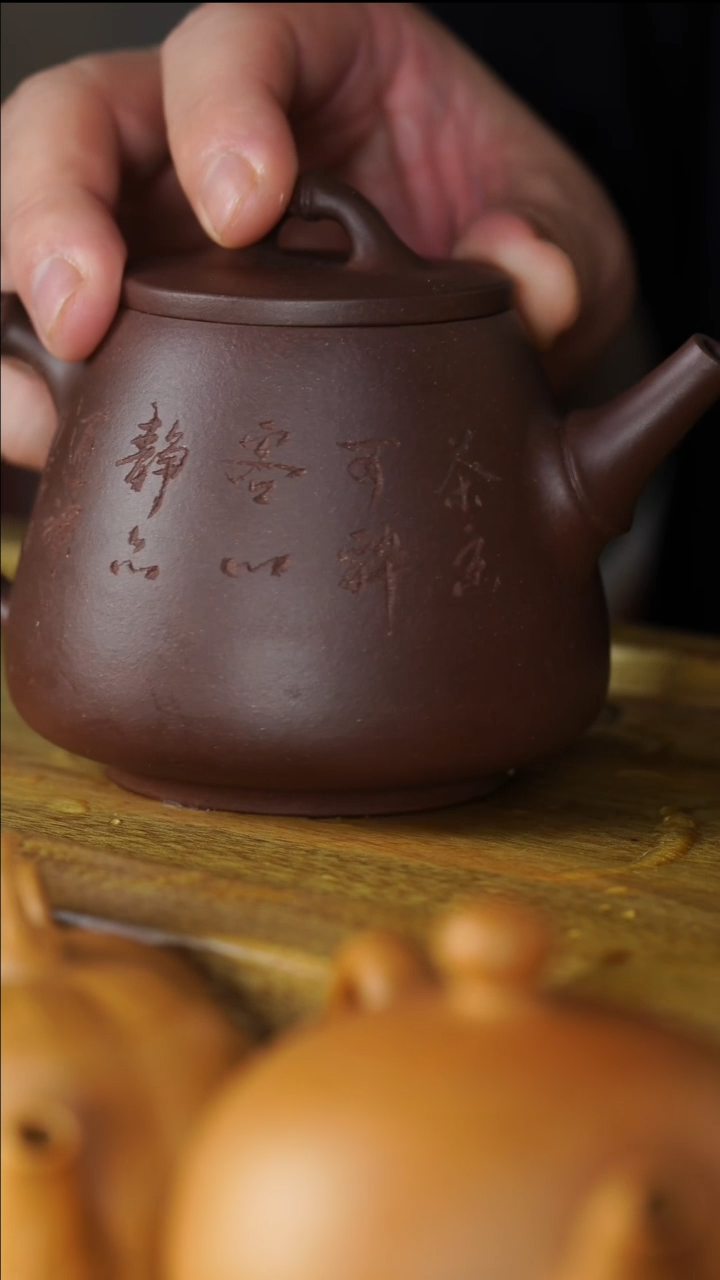 工堂直营精工半手紫砂壶底槽清竹节高石瓢