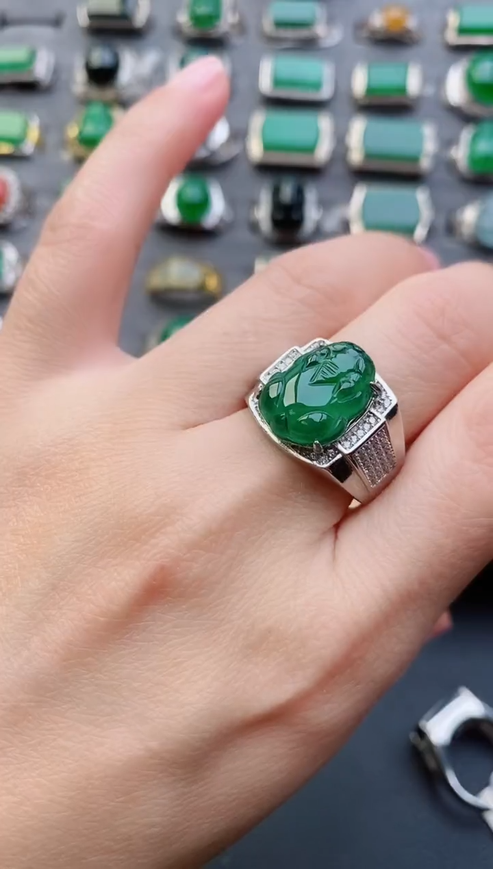 【闪购商品】翡翠戒指银S925镶嵌312321