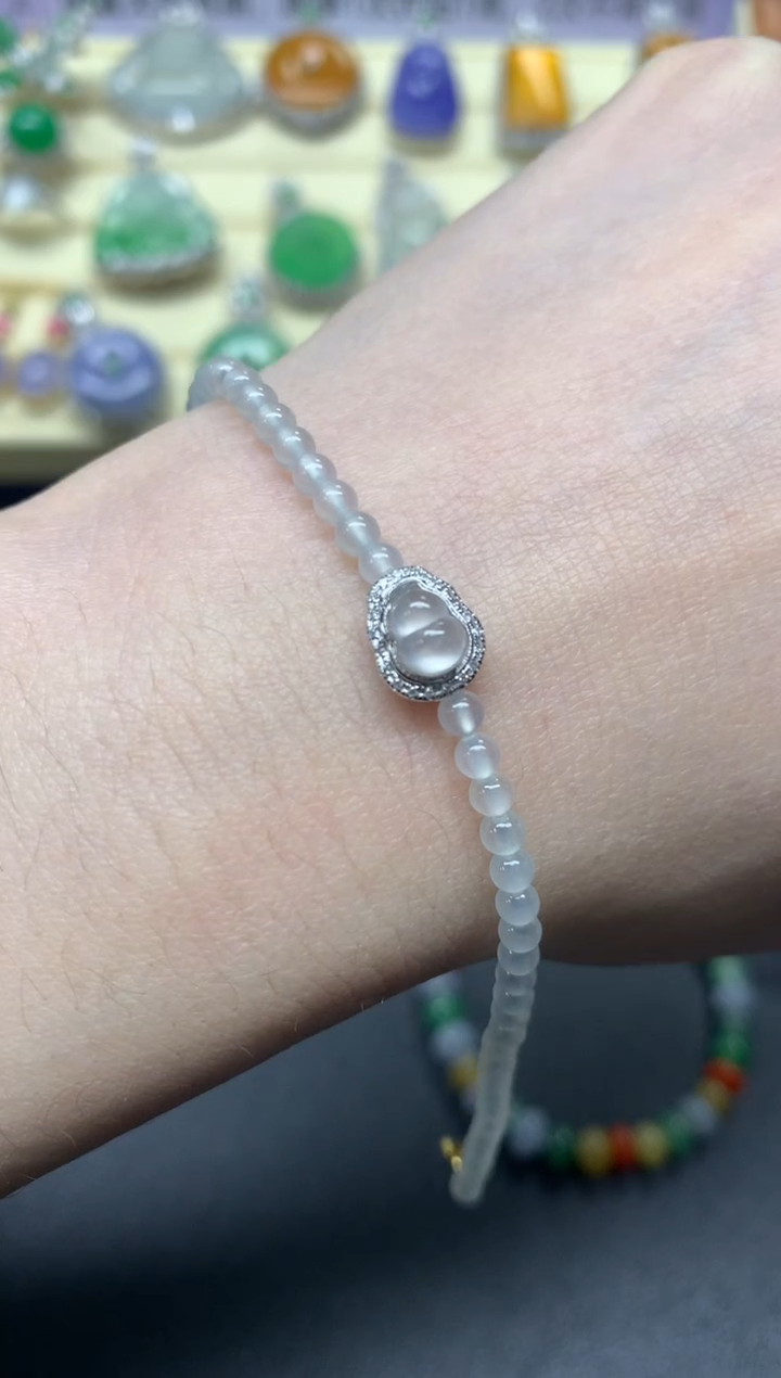 【闪购商品】翡翠手链18K金镶嵌手链|2500+250