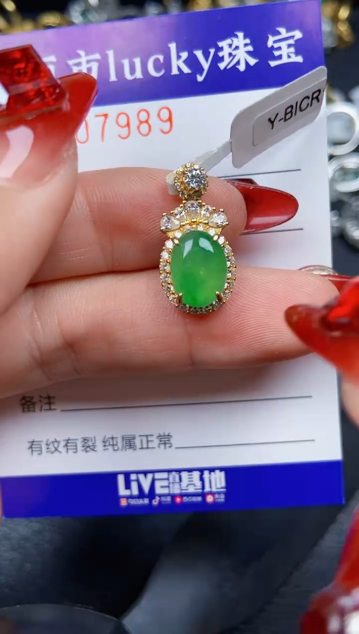 【闪购商品】翡翠颈饰银S925镶嵌7989