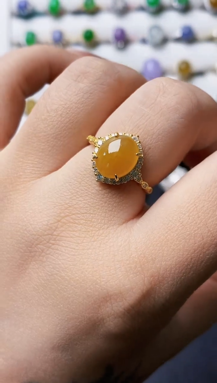 银S925镶嵌戒指翡翠0145