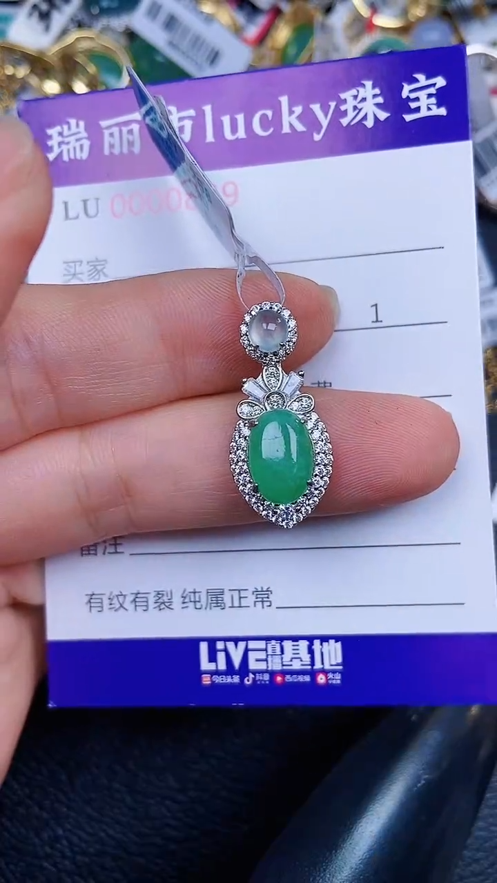 颈饰银S925镶嵌翡翠0889