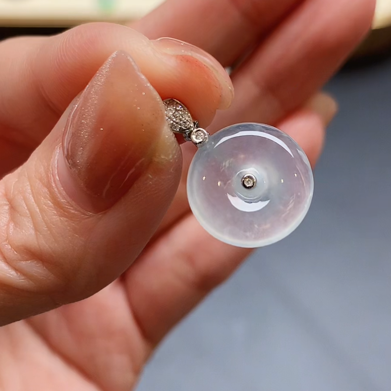 翡翠18K金平安扣吊坠-G10-3538