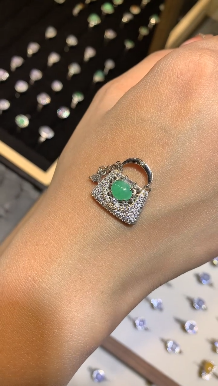 【闪购商品】翡翠吊坠(不含链)银S925镶嵌包包