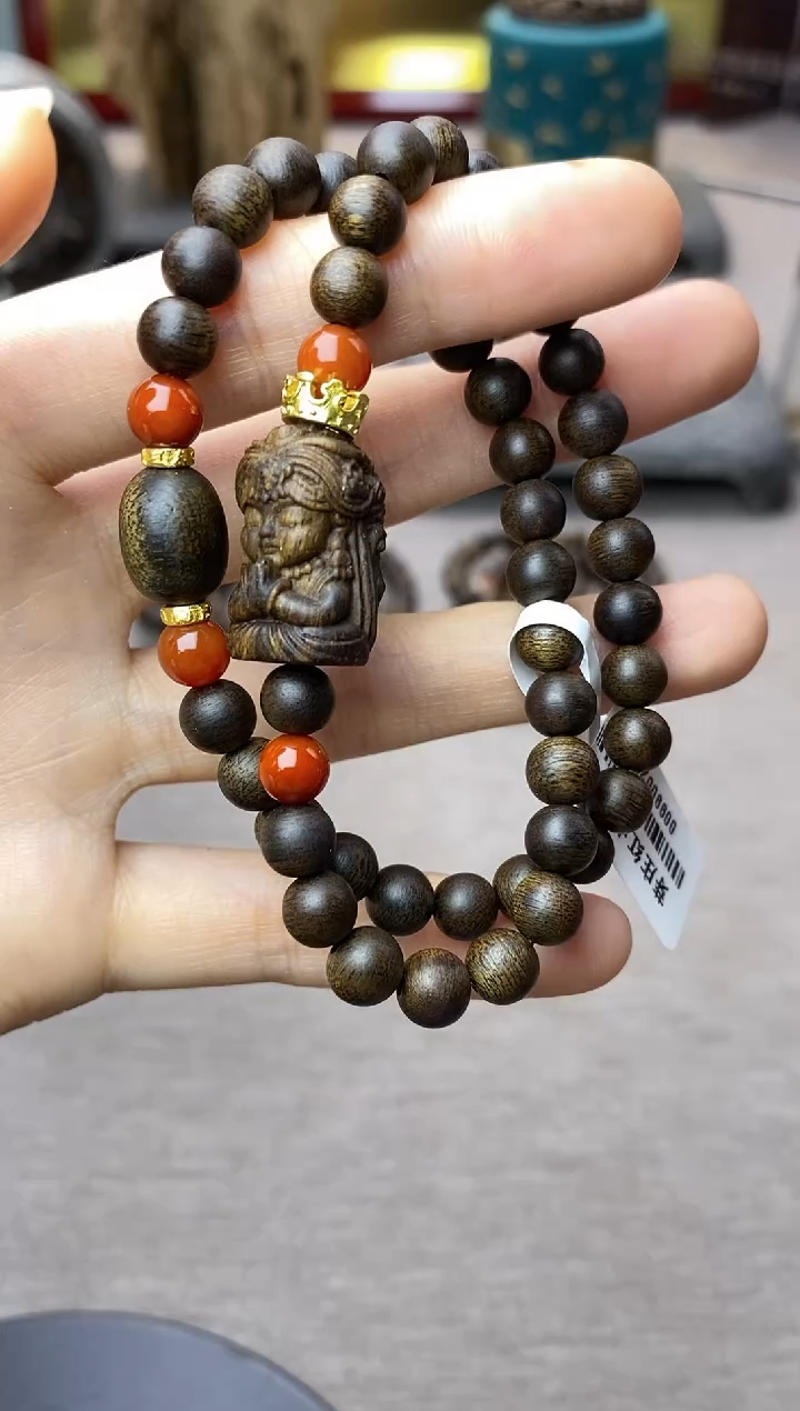 【闪购商品】沉香手串芽庄红土白棋楠0.6+扎基双圈沉水 设计