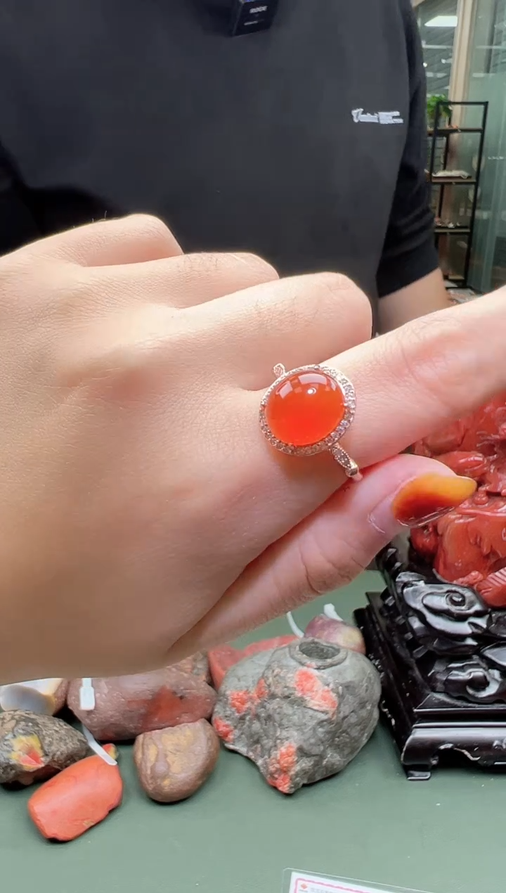 【闪购商品】南红玛瑙戒指银S925镶嵌一个多样性发货