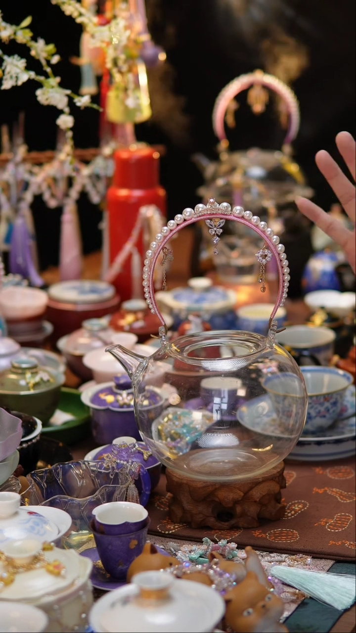 【闪购商品】粉色把手编织天久壶