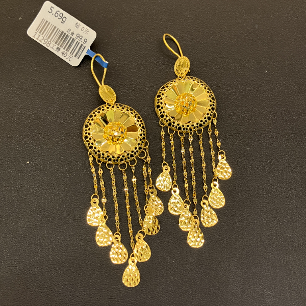 （1号货）放心黄金店 足金999耳环5.69克【40】