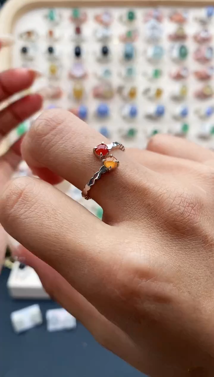 【闪购商品】翡翠戒指银S925镶嵌缅甸天然A货翡翠111    10-9