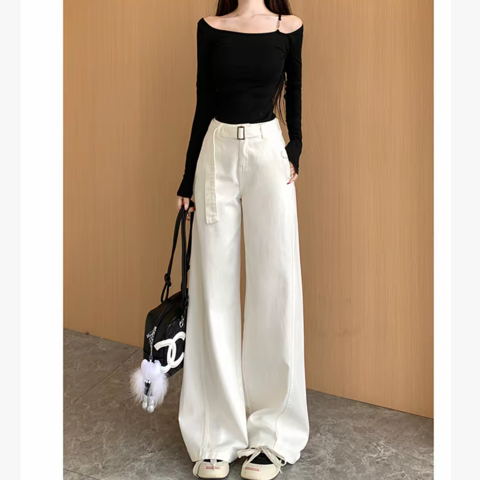 冬季新款韩系百搭时尚休闲设计感宽松高腰加绒牛仔裤B3051