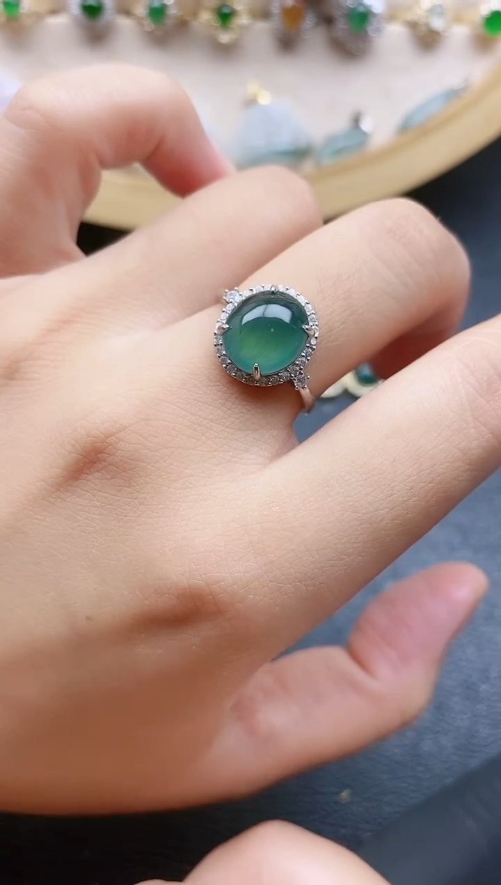 翡翠戒指银S925镶嵌11111