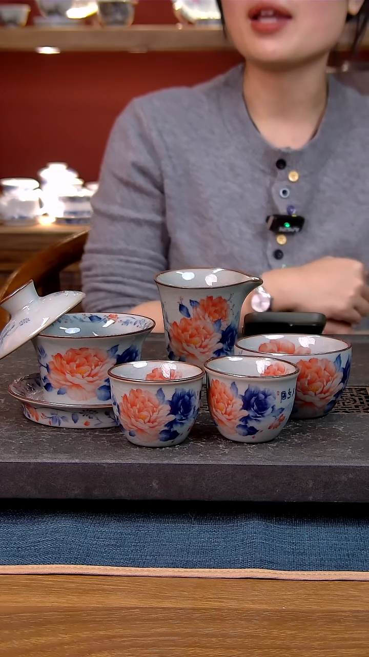 简装家用款5件套 老陶泥开片纹陶瓷茶具