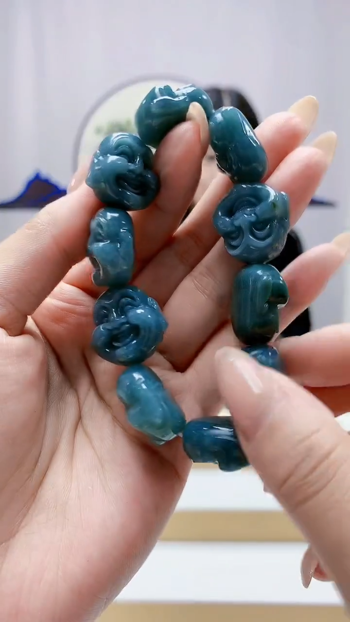 未镶嵌定制翡翠4812MM-毛货手串88