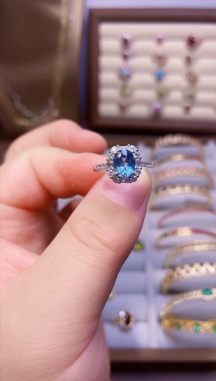 【闪购商品】海蓝宝石戒指银S925镶嵌一枚