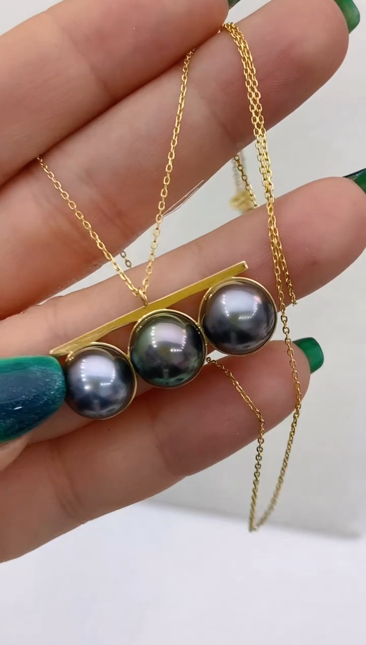 【闪购商品】拼合珍珠（马贝珠）吊坠18K金镶嵌137