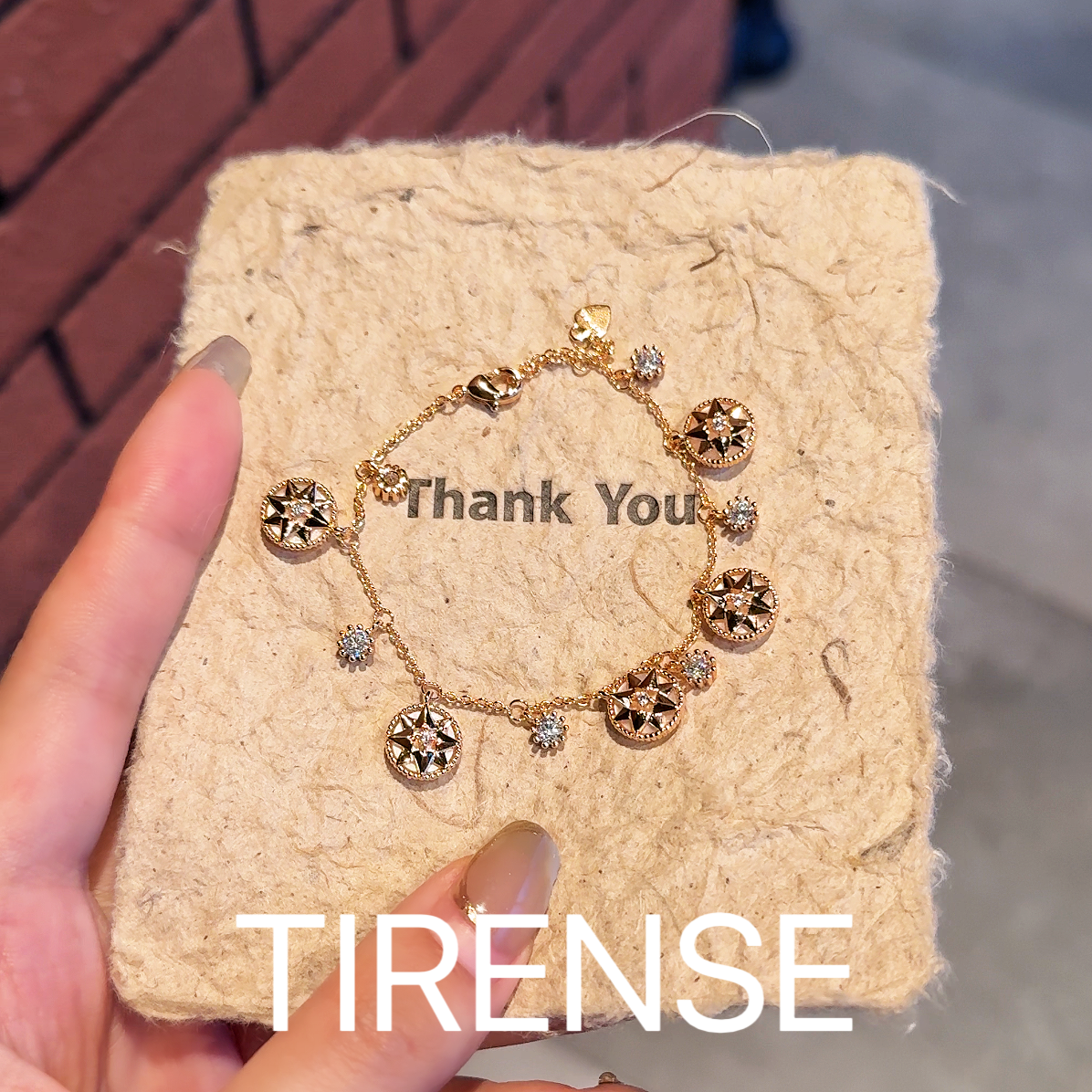 TIRENSE/狄伦斯 铜合金手链 镀18K金设计师款轻奢五罗盘手链