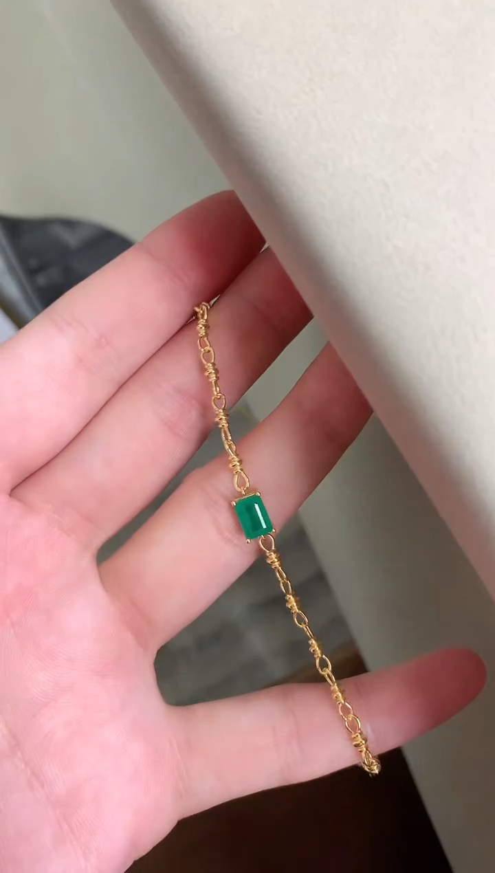 【闪购商品】祖母绿手链银S925镶嵌手链