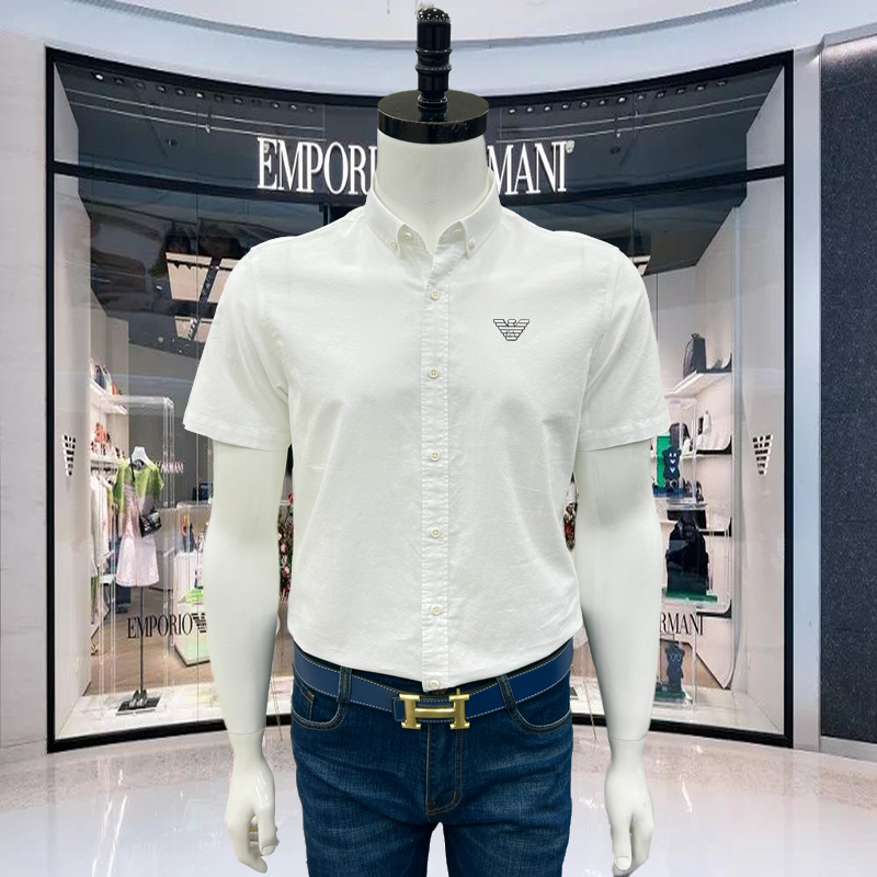 【意大利专柜正品】短袖衬衫男士纯棉夏季薄款商务休闲纯色百搭半袖