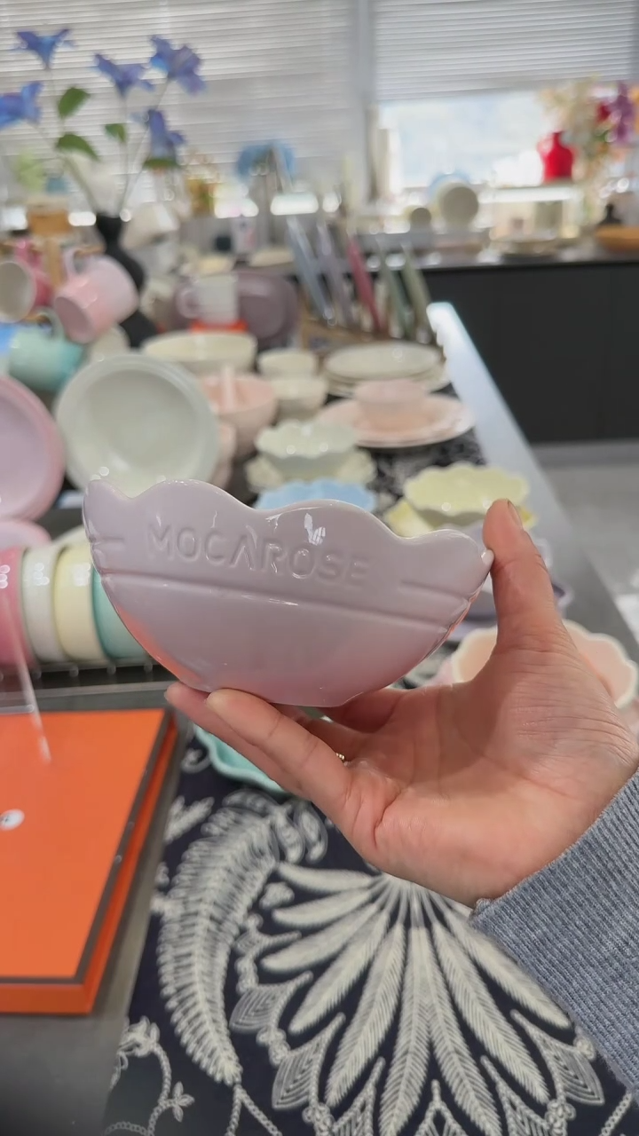 【闪购商品】瓷炻彩花边碗14cm-樱花粉