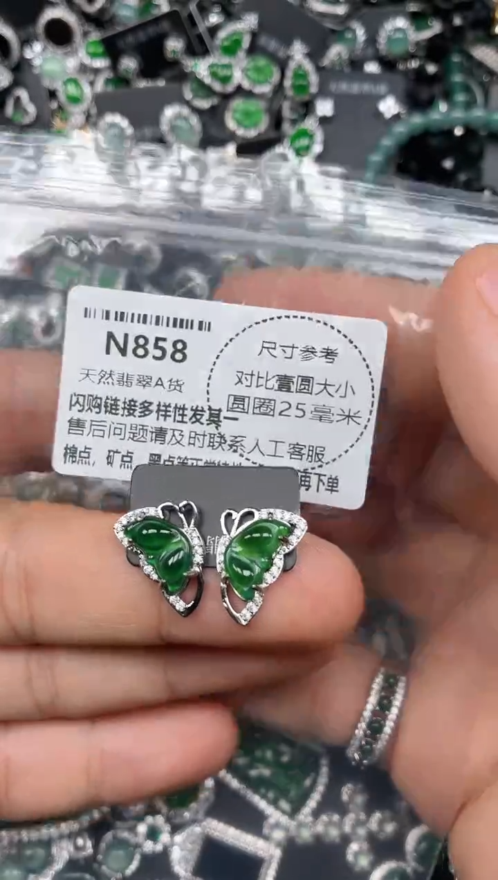颈饰未镶嵌翡翠N858耳钉