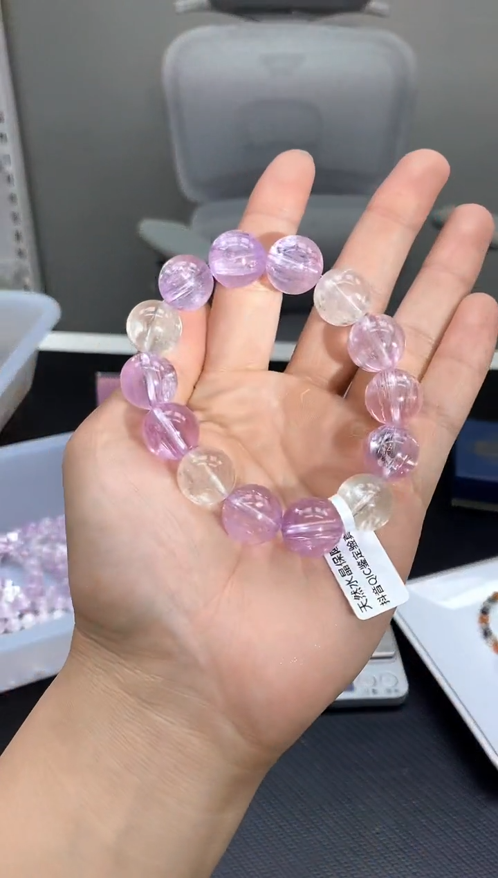 未镶嵌锂辉石手串A7彩锂辉15mm 