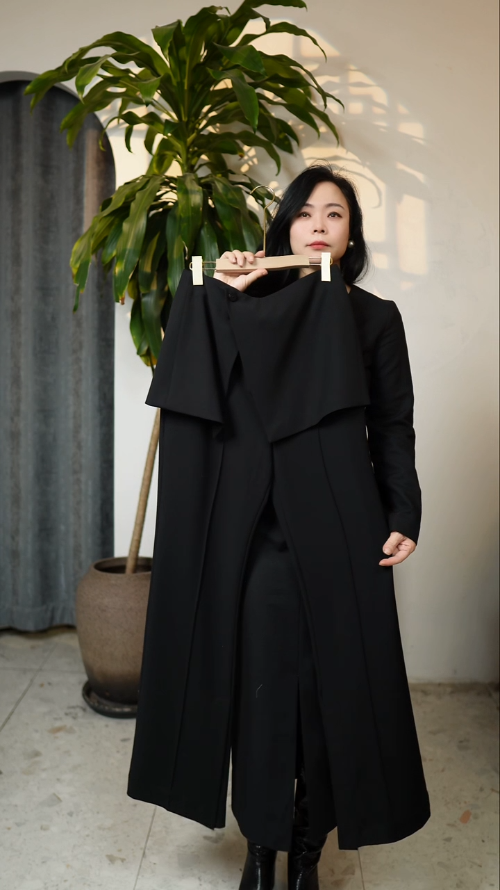 高定腰帘款微喇叭裤，黑色，L码（78腰围）