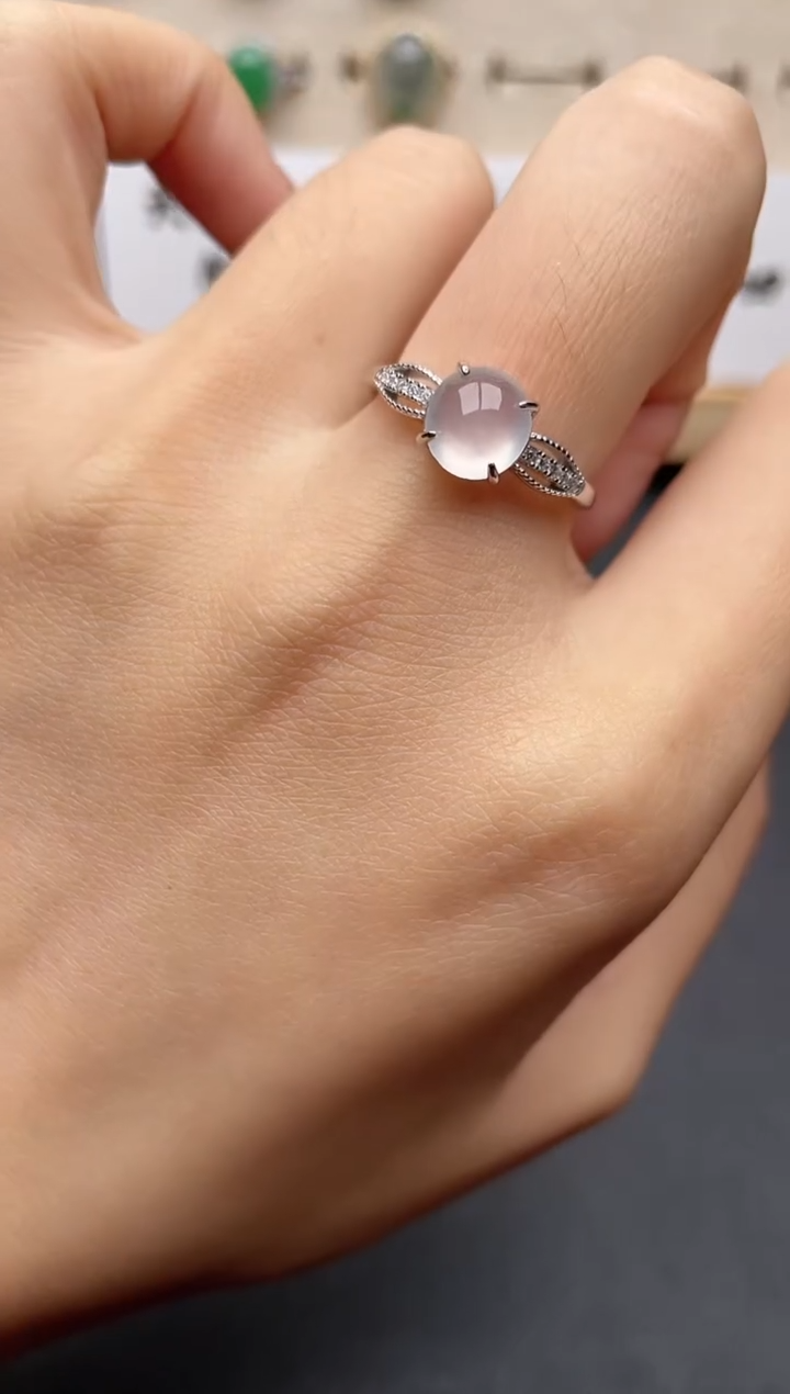 【闪购商品】翡翠戒指银S925镶嵌一物一证一礼盒