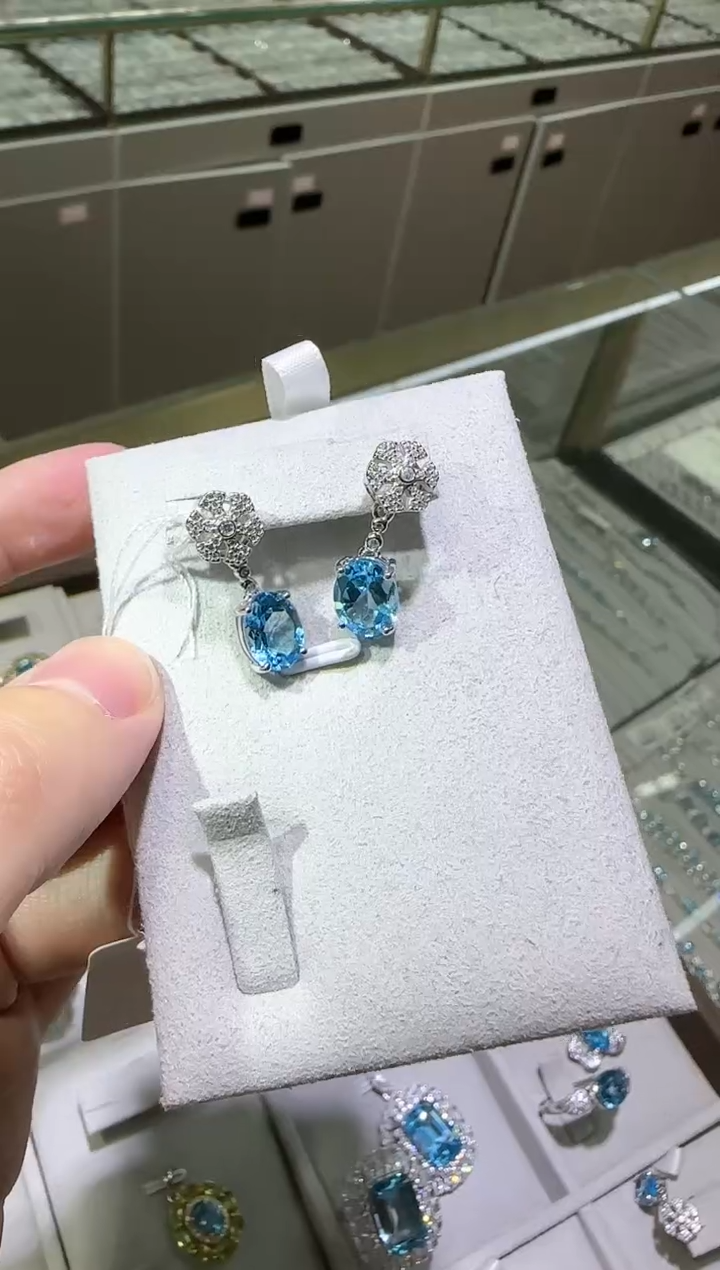 【闪购商品】托帕石耳饰银S925镶嵌耳坠