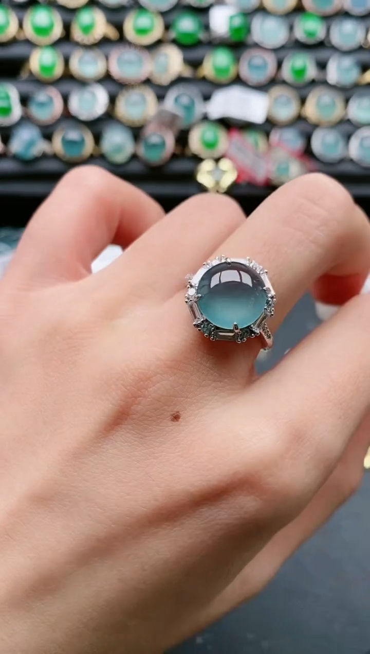 【闪购商品】翡翠戒指银S925镶嵌11111