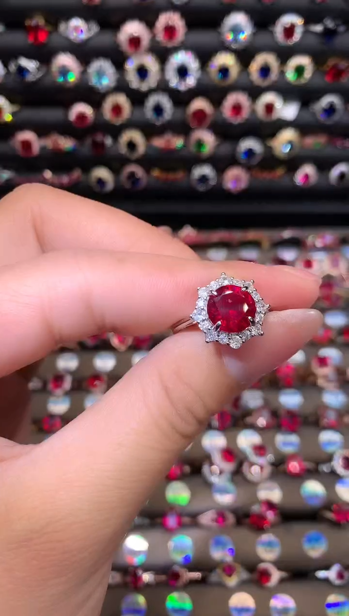 【闪购商品】红宝石戒指银S925镶嵌9