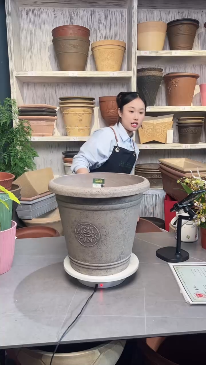38*33手工浮雕纹理大花盆外贸尾单