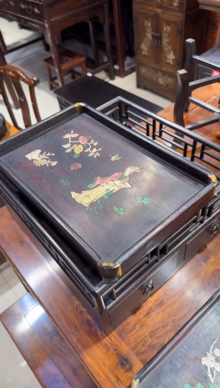 木仕女图铜角茶盘128.88888888